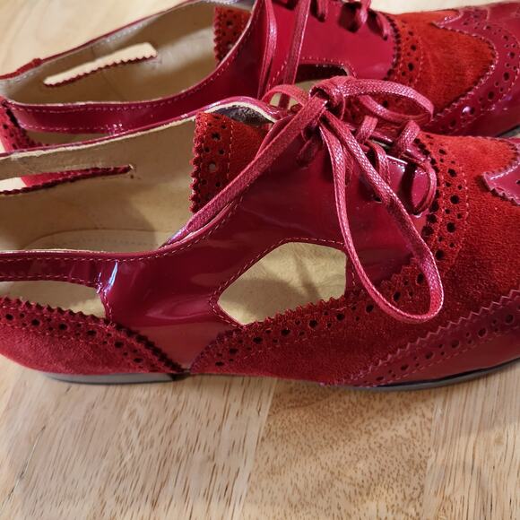 Girotti Italian Suede & Patten Leather Oxford Cutout Size 40 9.5 US - Picture 3 of 9